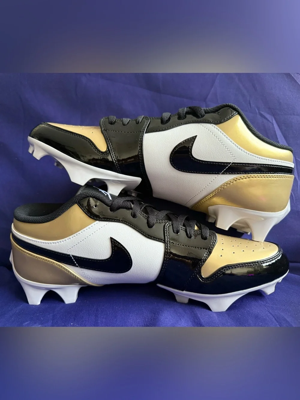 New Air Jordan 1 Low TD Cleat Gold Toe Black FJ6245-701 Men's Sz 14 Football